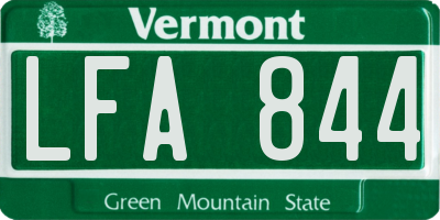 VT license plate LFA844