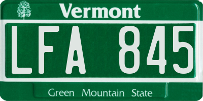 VT license plate LFA845