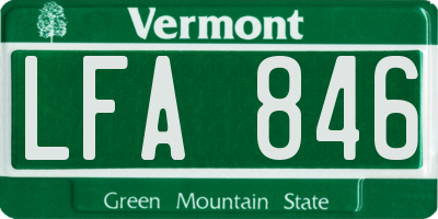 VT license plate LFA846