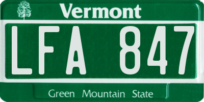 VT license plate LFA847