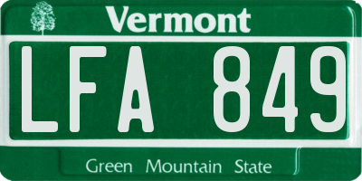 VT license plate LFA849