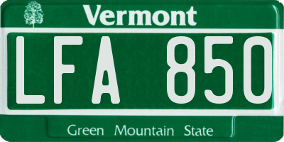 VT license plate LFA850