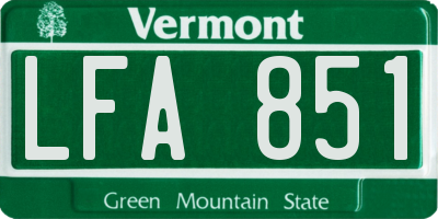 VT license plate LFA851