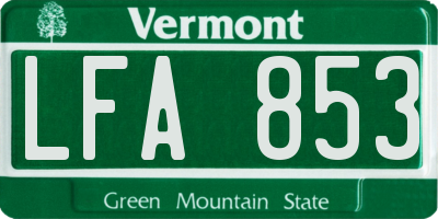 VT license plate LFA853