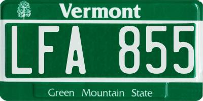 VT license plate LFA855