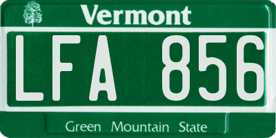 VT license plate LFA856