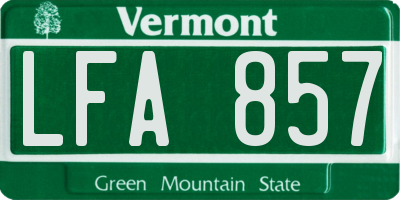 VT license plate LFA857