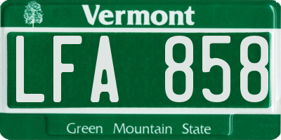 VT license plate LFA858