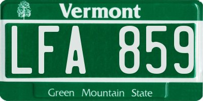 VT license plate LFA859