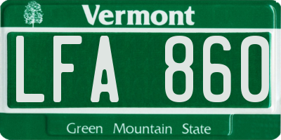 VT license plate LFA860