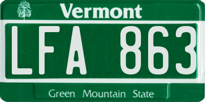 VT license plate LFA863