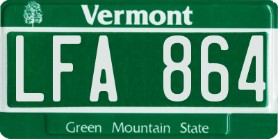 VT license plate LFA864