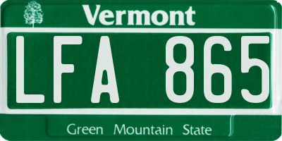 VT license plate LFA865