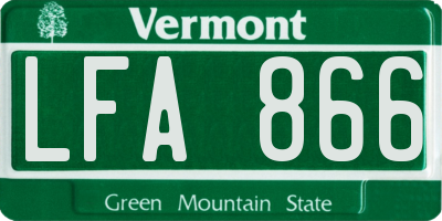 VT license plate LFA866