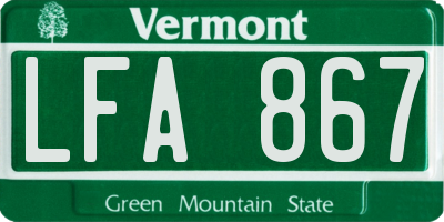 VT license plate LFA867