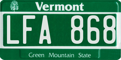 VT license plate LFA868