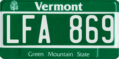 VT license plate LFA869