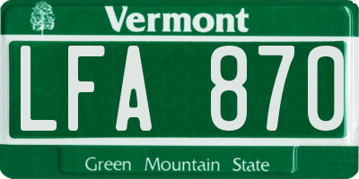 VT license plate LFA870