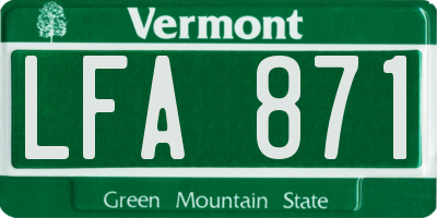 VT license plate LFA871