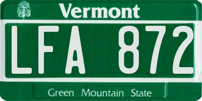 VT license plate LFA872