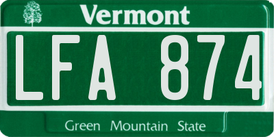 VT license plate LFA874