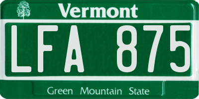 VT license plate LFA875