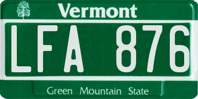 VT license plate LFA876