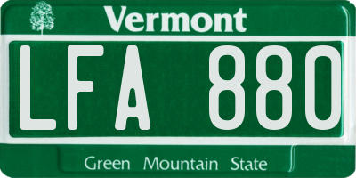 VT license plate LFA880