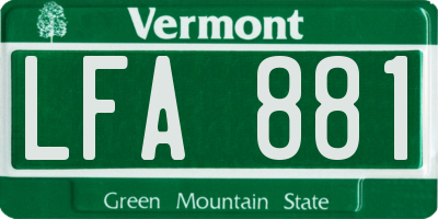 VT license plate LFA881