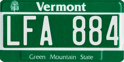 VT license plate LFA884