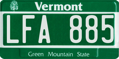 VT license plate LFA885