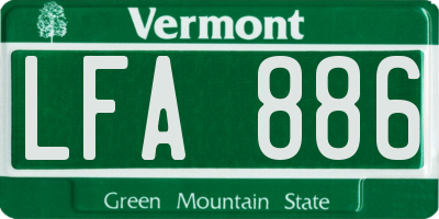 VT license plate LFA886