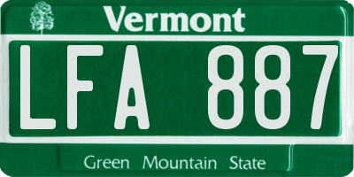 VT license plate LFA887