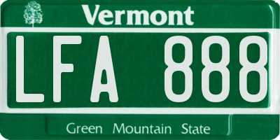 VT license plate LFA888