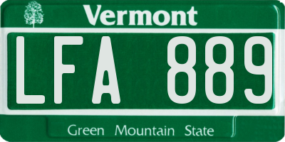 VT license plate LFA889