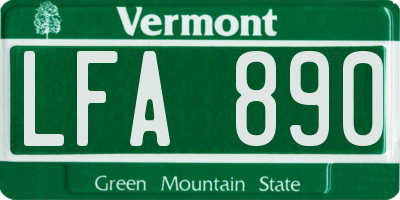 VT license plate LFA890
