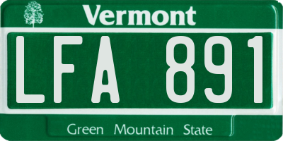 VT license plate LFA891