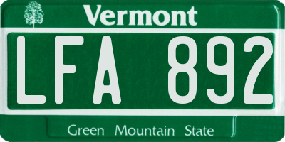 VT license plate LFA892