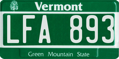 VT license plate LFA893
