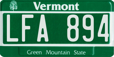 VT license plate LFA894
