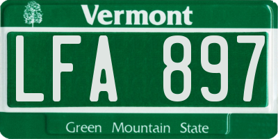 VT license plate LFA897