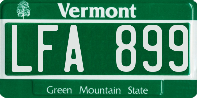 VT license plate LFA899