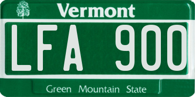 VT license plate LFA900