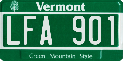 VT license plate LFA901