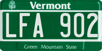 VT license plate LFA902