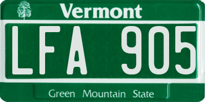 VT license plate LFA905