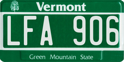 VT license plate LFA906