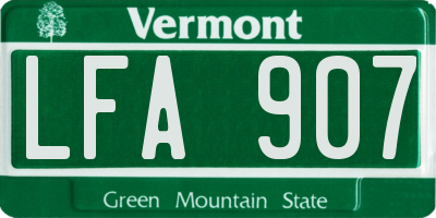 VT license plate LFA907