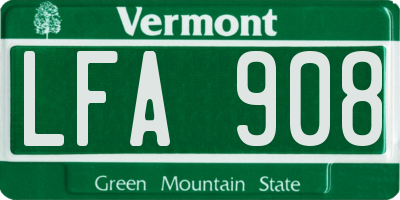 VT license plate LFA908