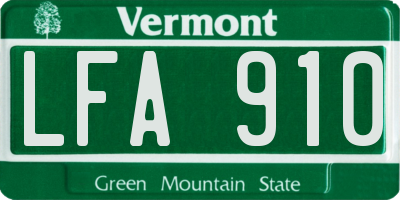 VT license plate LFA910